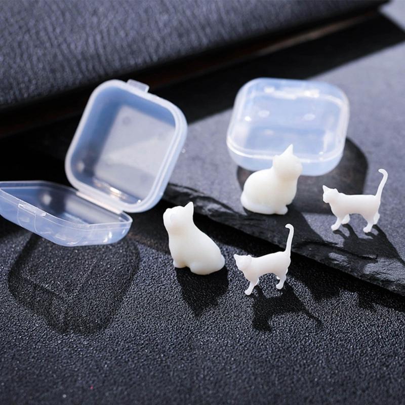 Cute Cat Resin Fillers with Crystal Droplets Flexible Silicone Mould Miniature Landscape Decorations for Home and Office