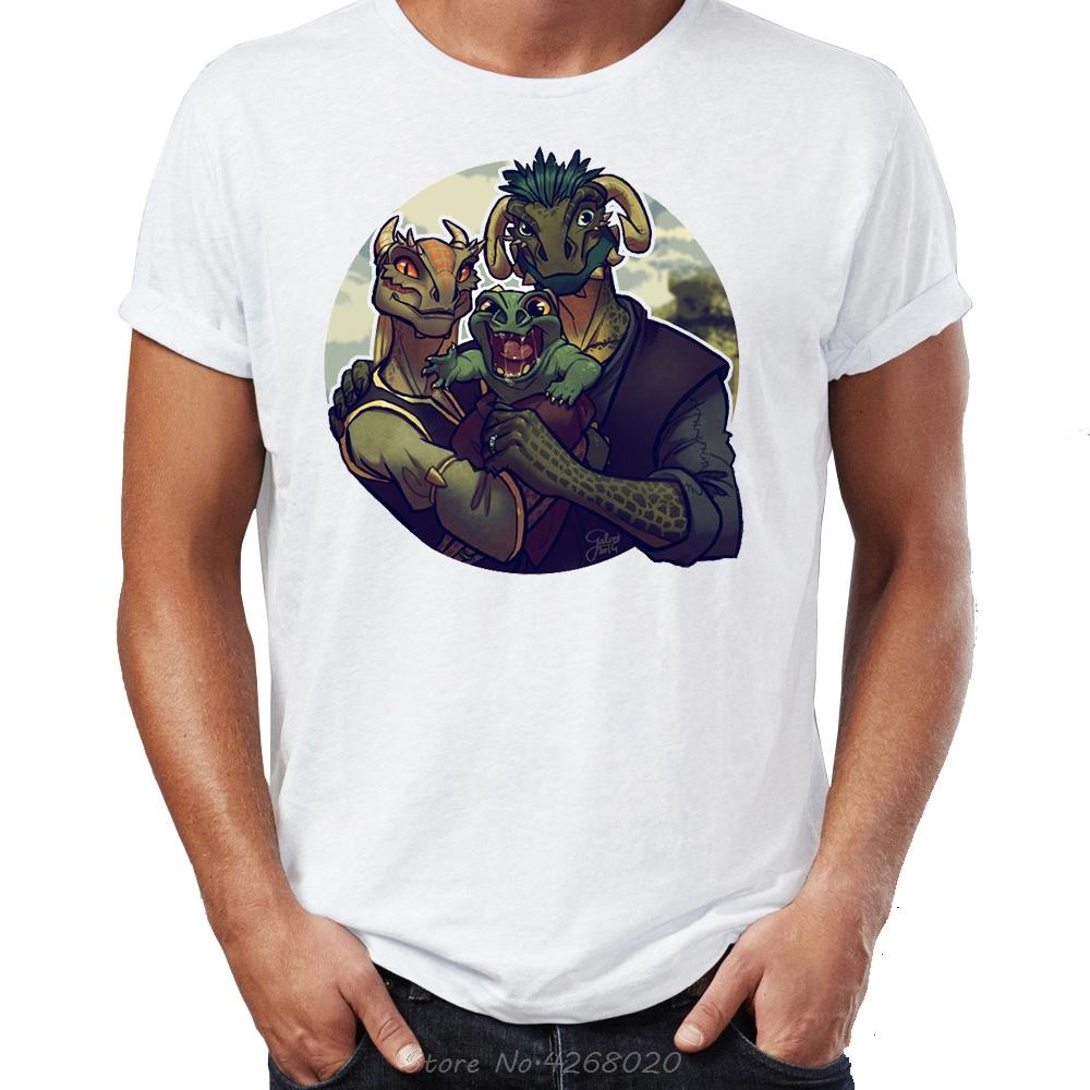 Letní pánské tričko Elder Scrolls Skyrim A Happy Argonian Family Awesome Artwork Tshirt