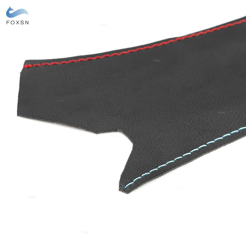 Innengriff-Zugabdeckung aus Mikrofaserleder für BMW 3er E90 E91, Innenverkleidung der rechten Tür, schwarz mit rot-blauer Linie