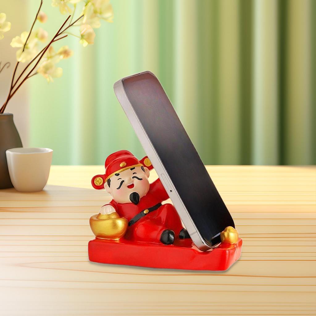 God of Wealth Ornament Sculpture Desk Phone Holder Figurine for Office