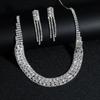 Luxury Super Flash Rhinestone Necklace Earrings Set, Bridal Jewelry, Wedding Dress Accessories, Two-piece Set