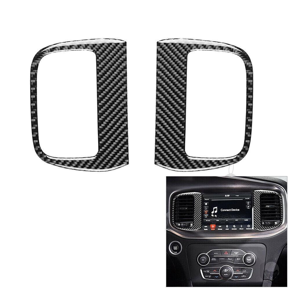 Carbon Fiber Middle Air Vent Outlet Frame Cover Trim For Dodge Charger 2015-