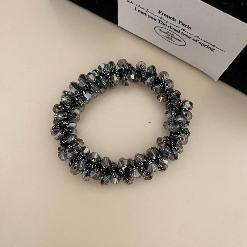 

Изысканная повязка для волос с кристаллами, Женственный шарм, Браслет светской львицы, Резинка для волос двойного назначения, Резинка для волос «хвост» со стразами, Головной убор серый