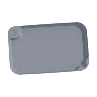 Dog Food Mat Pet Cat Feeding with Raised Edges Water Tray Placemat for