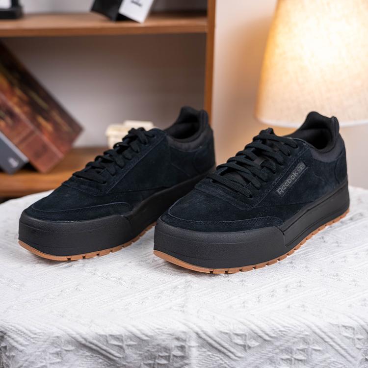 Reebok Club C Megacourt Comfortable Versatile Thick Sole Casual Shoes Low Top Skate Shoes Unisex sneaker Black 100221379