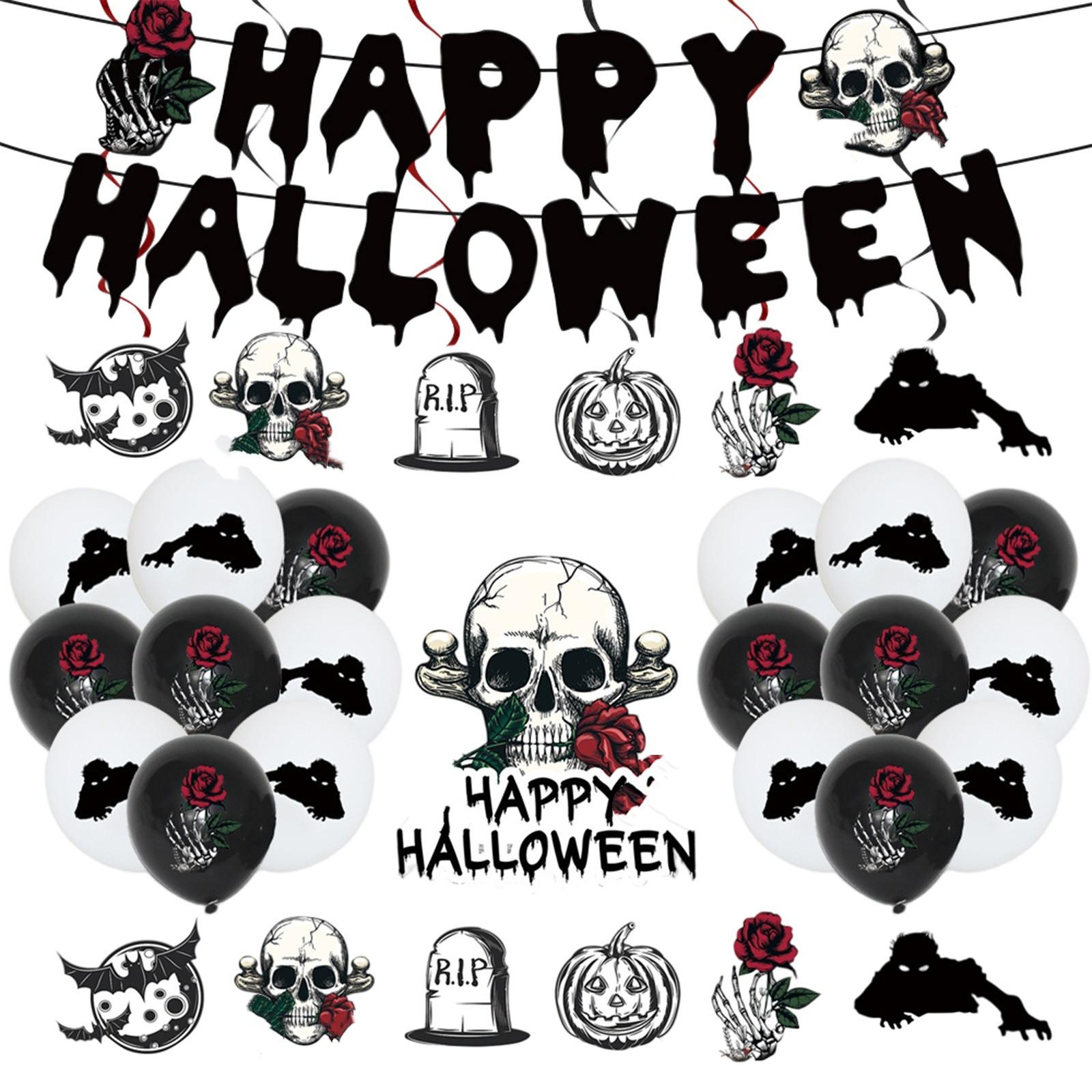 

Хэллоуин Черный Скелет Роза Украшения Одноразовые Принадлежности Посуда Украшения для Вечеринки на Хэллоуин One Size чёрный