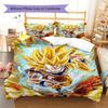 Ropa de cama con estampado de Son Goku, Juego de colcha, Funda de colcha, Funda de almohada, Regalo de cumpleaños para el hogar (1 * funda nórdica + 2 * fundas de almohada, sin núcleo)