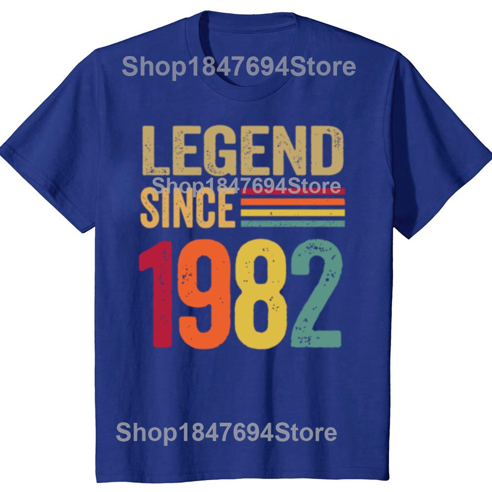 Funny 40 Year Old Gifts Legend Since 1982 Graphic 100% Cotton T-shirts Men Casual Tshirt Loose Oversized Streetwear T Shirt