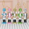 5Pcs Colorful Glitter Nutcrackers Figurine Wooden King and Soldier Festives Decors Hanging Ornaments For Holiday Parties
