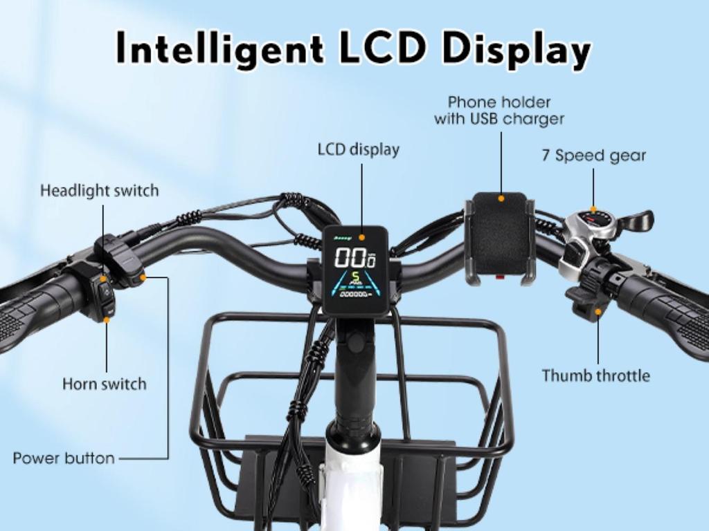 Bicicleta eléctrica PHILODO Traveller, motor de 750W, batería de 48V 35Ah, velocidad máxima 45 km/h, autonomía de 120 km, neumáticos de 20x3.0 pulgadas