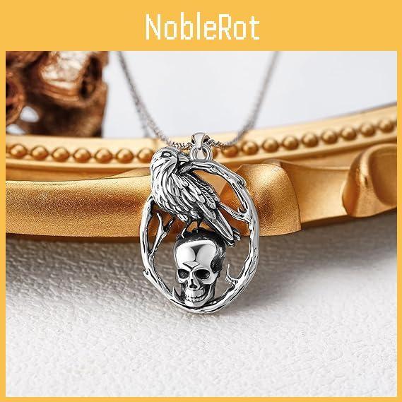 Gothic Skull Necklaces With Vintage Finish And Crow Shape Design Halloween For