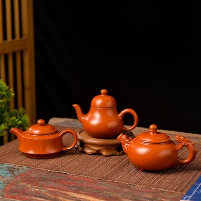 Teiera Chaozhou in argilla cinabro e sabbia viola tirata a mano, piccola capacità, teiera orizzontale Xishi antica, set da tè Kung Fu