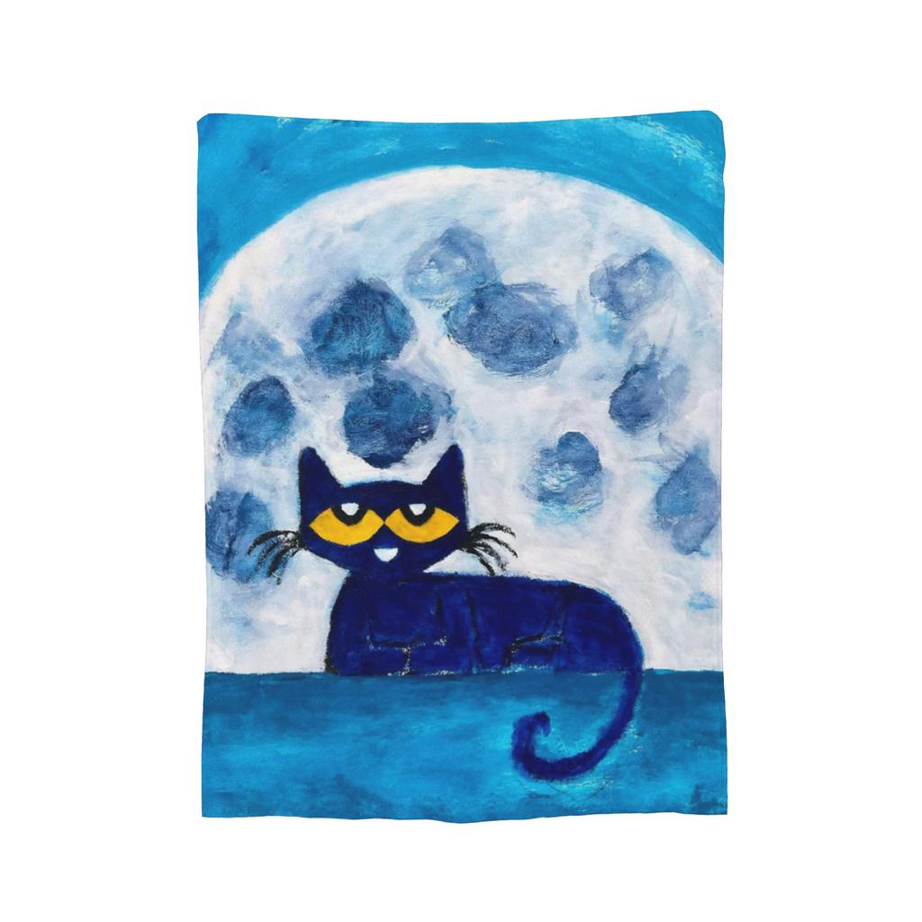 Pete the Cat Blankets Skateboarding Cat Flannel Funny Breathable Throw Blankets for Coverlet Spring Autumn