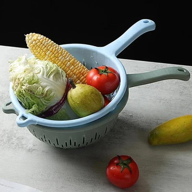 Latest Sink Water Filter Kitchen Drainer Basket Plastic Washing Colander Strainer Food Handle Fruit Draining Bowl Vegetables