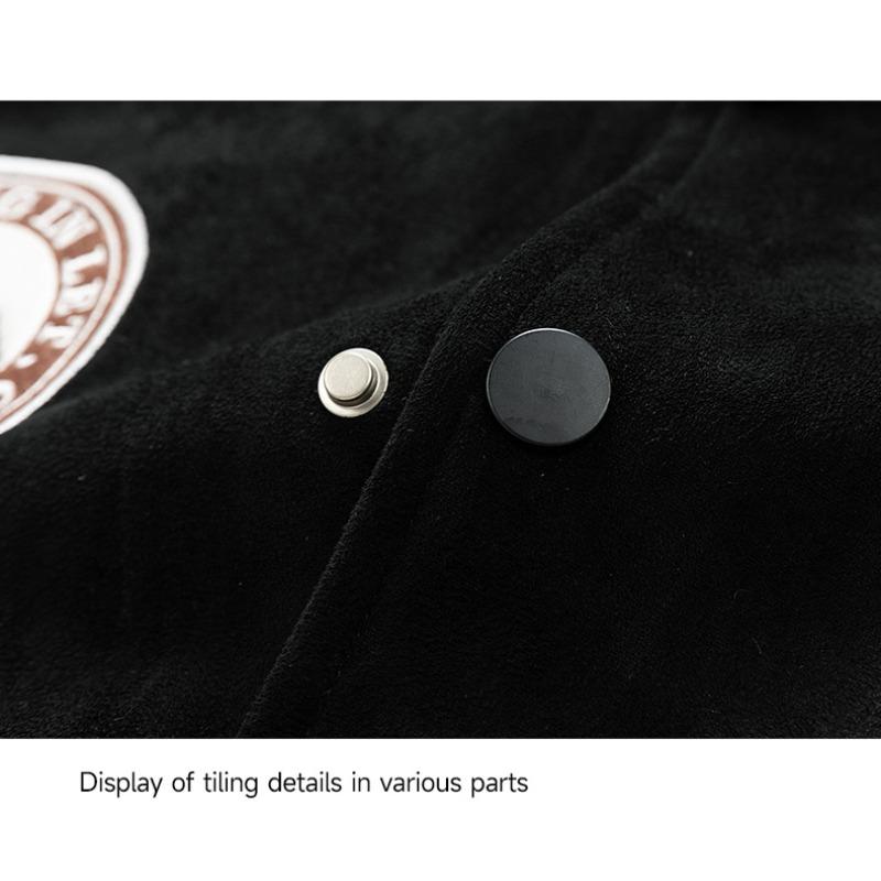 2025 New Spring and Autumn Jacket Men's Jacket Casual Suede Fleece Baseball Jersey American Street Style Embroidered Baseball Collar