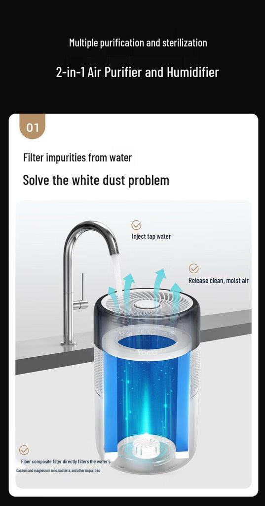 Yadu SZ400-YXS50C Mist-Free Cold Evaporation Indoor UV Sterilization Smart Humidity Control Humidifier