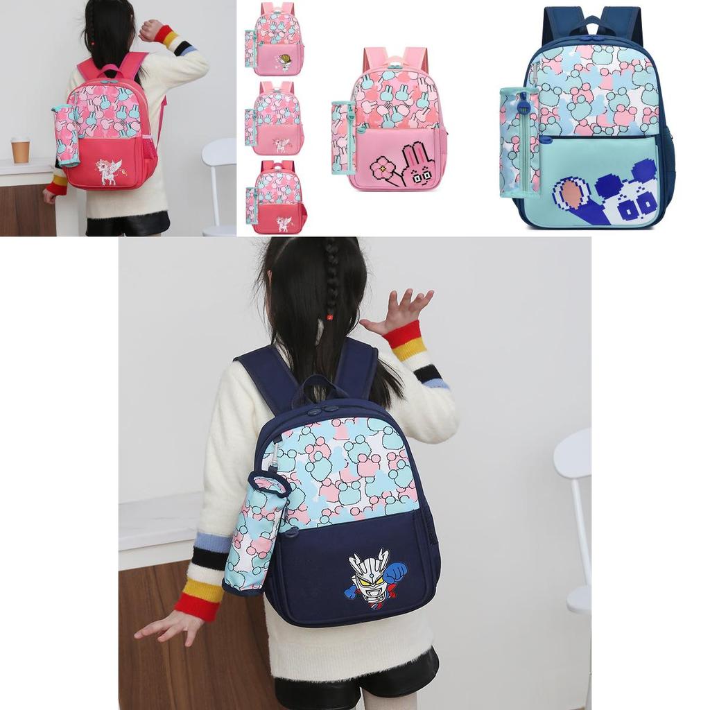 Fashionable Large Capacity Canvas Cartoon Backpack For Elementary School Kids Unisex