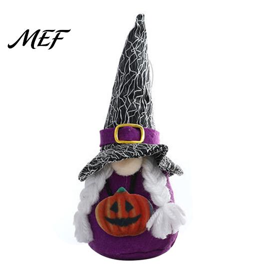 Handmade Felt Gnomes with Hats Halloween Plush Gnome Decoration, Spooky Witch Hat Swedish Tomte Elf Figurine, Soft Fabric Collectibles Mini