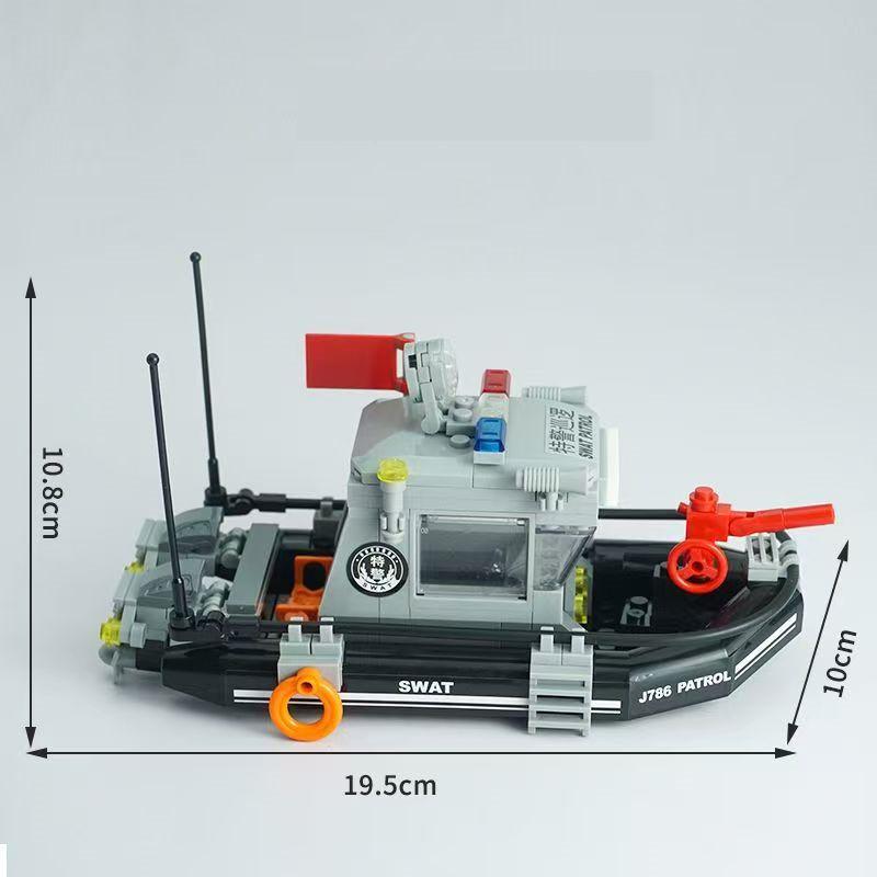 New Military SWAT Patrol Boat Building Blocks Set Maritime Police Ship Model Kit Educational Toys For Children Boys