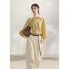 French Style Yellow Striped Ribbon Blouse