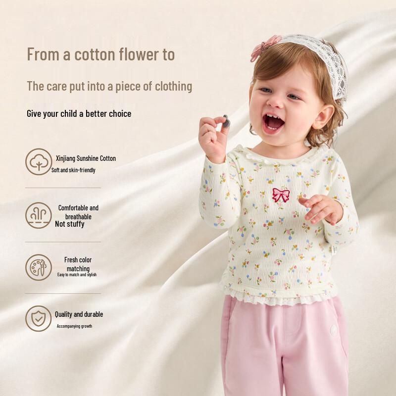 Balabala Girls' Floral Long-Sleeve T-Shirt
