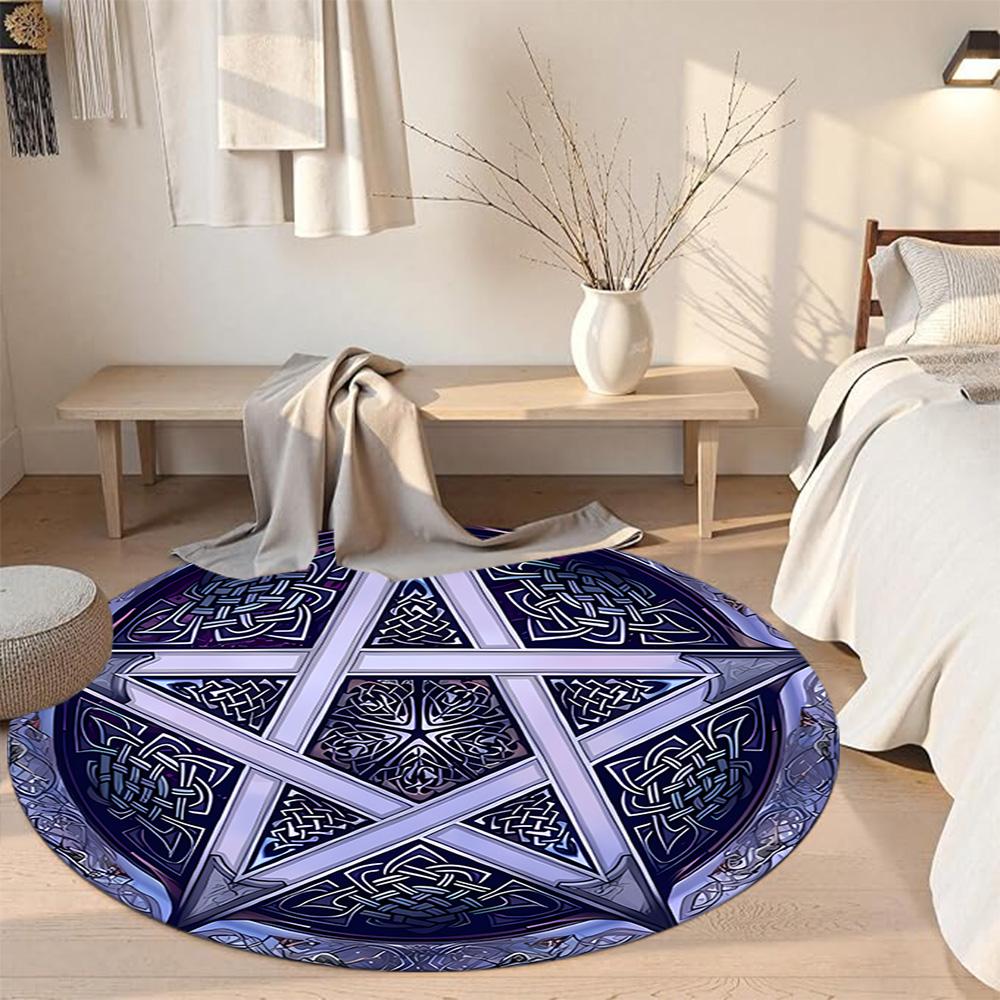 Magic Pentagram Round Floor Mat Perfect for Study Room Balcony Bedrooms Dormitory Antislip Round Carpet Decorate Offices Gift for Festivals