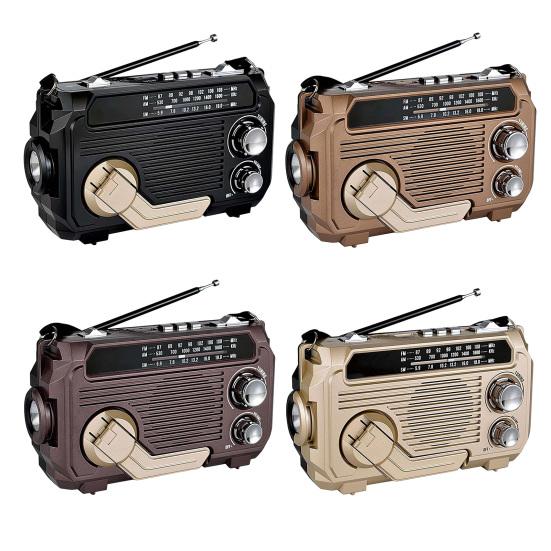 Solar Hand Crank Emergency Radio Rechargeable Waterproof Bluetooth-compatible Speaker AM/FM Solar Powered Radio
