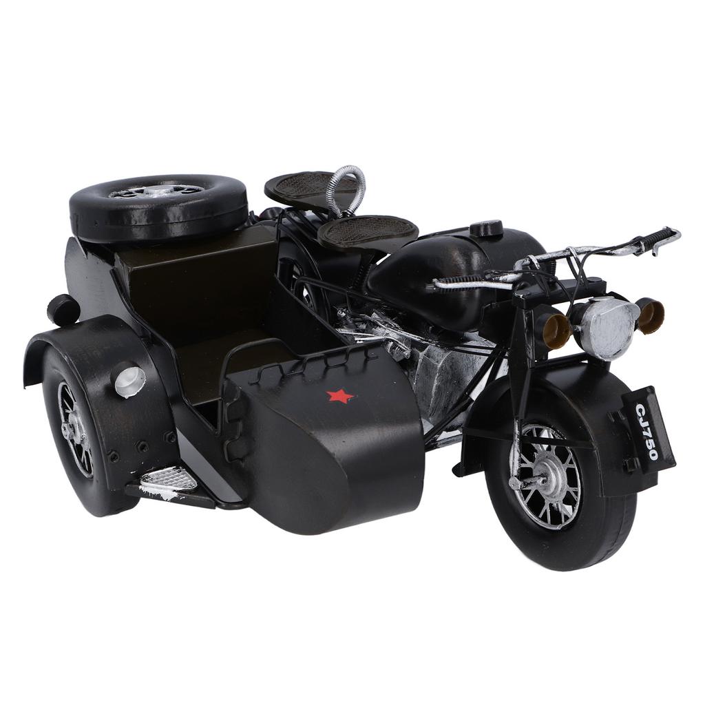 Vintage Trike Motorcycle Model Desktop Home Decor Simulation Retro Three Wheel Sidecar Motorcycle