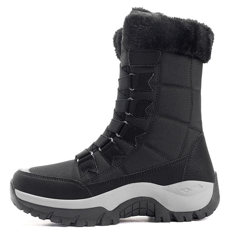 

Зимние женские сноубутсы Удобные плюшевые на толстой подошве Противоскользящие Высокие женские ботинки Прочные Мягкие Дышащие Женские ботинки для хайкинга 36 чёрный