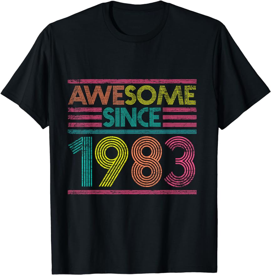 Mens 43st Birthday TShirt Born 1983 Retro Streetwear Style Vintage Retro for Mens Graphic TShirts Birthday Gifts TShirt