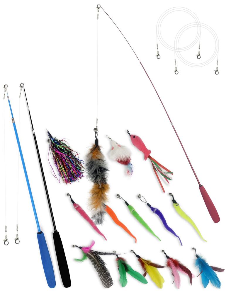Katze Katze Feder Haustier Katze Neuheit Katze Ausziehbar Angeln Naturfeder Rute mit Haustier Indoor Spiel Lustiges Spiel Spielen mit Katzen Spielzeug, Ball, Spielzeug, Zubehör,