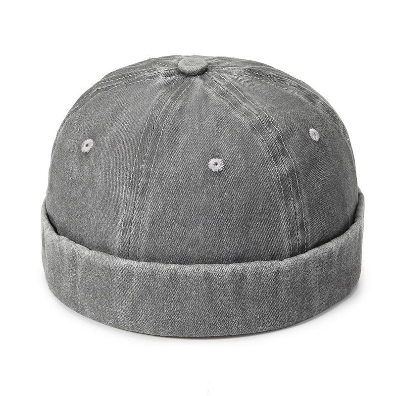 

Men s Denim Hip Hop Hats Skullies Cap Summer Beanie Hat Brimless Docker Hat Vintage Sailor Biker Hat Men Streetwear Casquette світло-сірого кольору