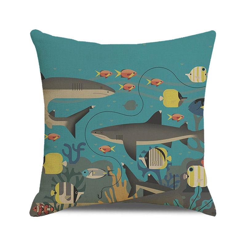 Home Decor Underwater World: Sea Creatures & Mysteries Pattern Cushion Cover Suitable for Sofa Bedroom Car Pillow Cover