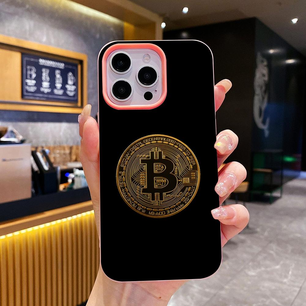 

Bitcion Pattern Phone Case for iPhone 17 16 15 14 13 12 11 Air Pro Max Plus Jelly Double layer Pink Cover iPhone17 Pro