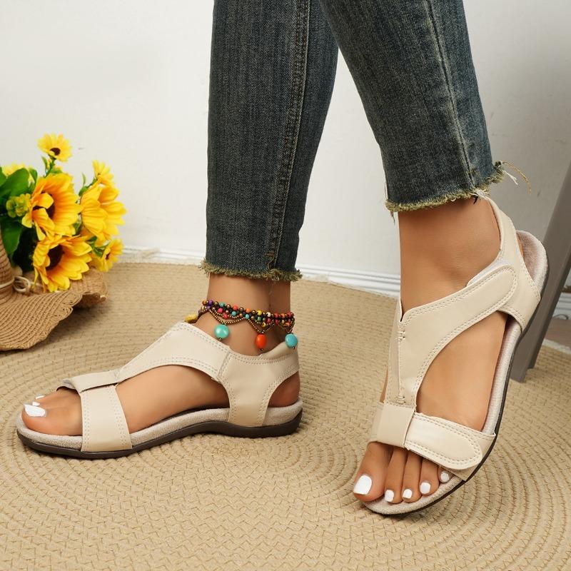 Women's New Plus Size Roman Sandals Women's Flat Velcro Casual Beach Sandals