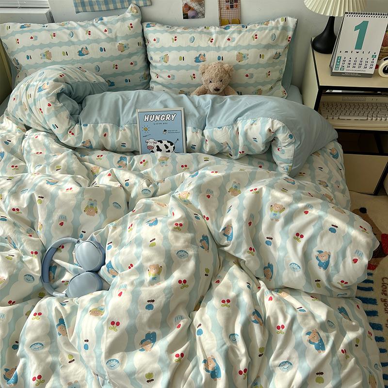 New Soft Skin-friendly Bedding Set Comfortable Breathable Duvet Cover Set with Sheet Single Double Quilt Cover and Pillowcases