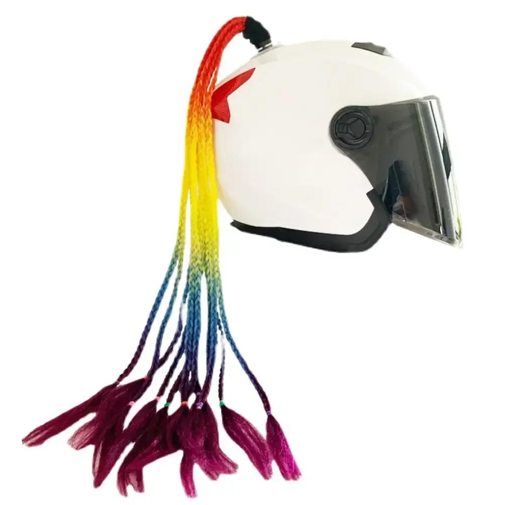 Helmet Dreadlocks Braid For Helmet Motorcycle Dreadlocks Dirty Braid Pigtail Gradient Synthetic Twist Braid Ponytail With Sucker