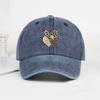 MLFO Three Leopard-print Heart-patterned Washed Baseball Caps: Unisex Casual Style, Retro Sun Hats, Fashionable Headwear