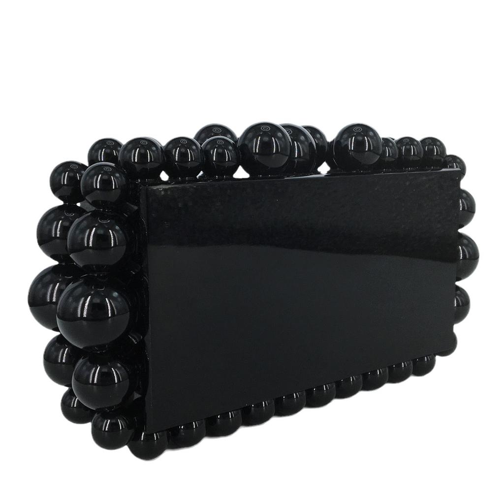 Boutique De FGG Women Acrylic Box Clutch Beaded Evening Handbags Casual Clutches Purse Chain Shoulder Bags Crossbody Bag