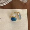 Korean High Sense Enamel Open Rings for Women Blue Green Oil Dripping Adjustable Finger Ring Geometric Exquisite Jewelry Gifts