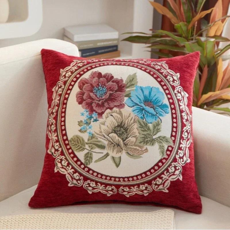 45x45cm European Style Embroidered Flowers Decorative Pillow Cover 48x48cm Throw Pillowcase Home Decor Cushion Cover for Sofa