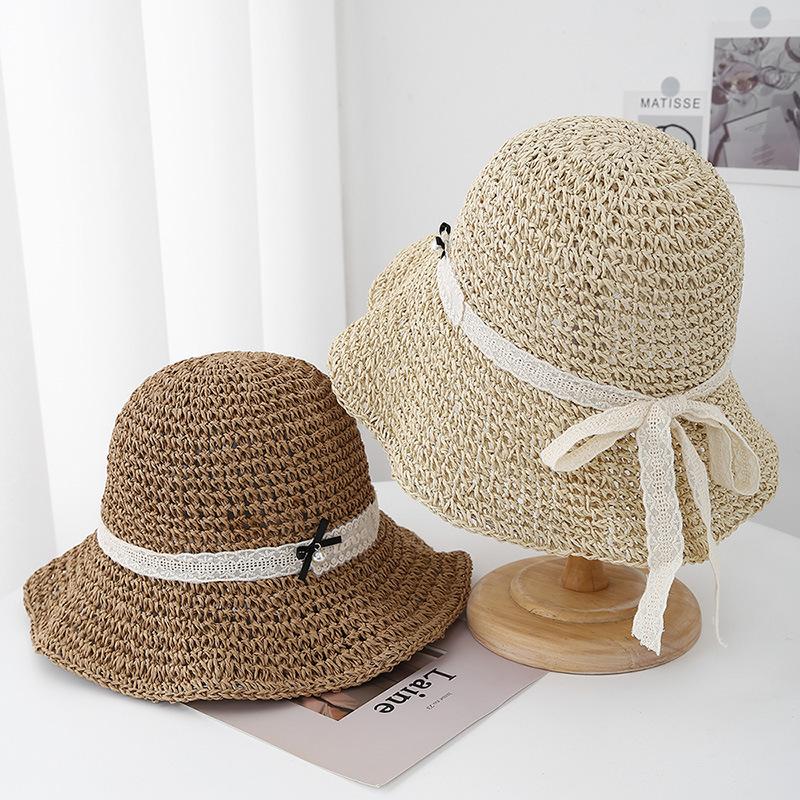 Women's Summer Hat Korean Style Wide Brim Sunshade Foldable Bucket Hat Sea Beach Accessories Breathable Sun Hat New