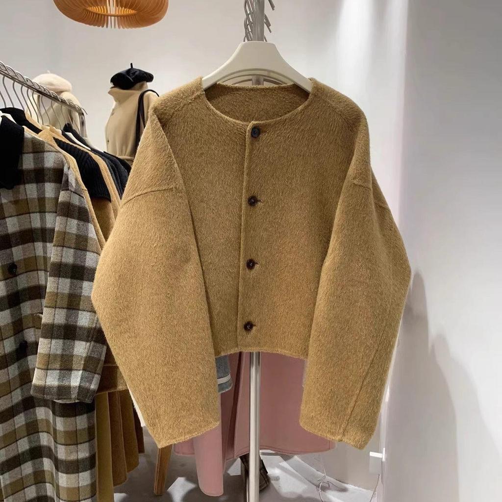 Petite Women's 2025 Winter Woolen Cardigan-Style Short Coat