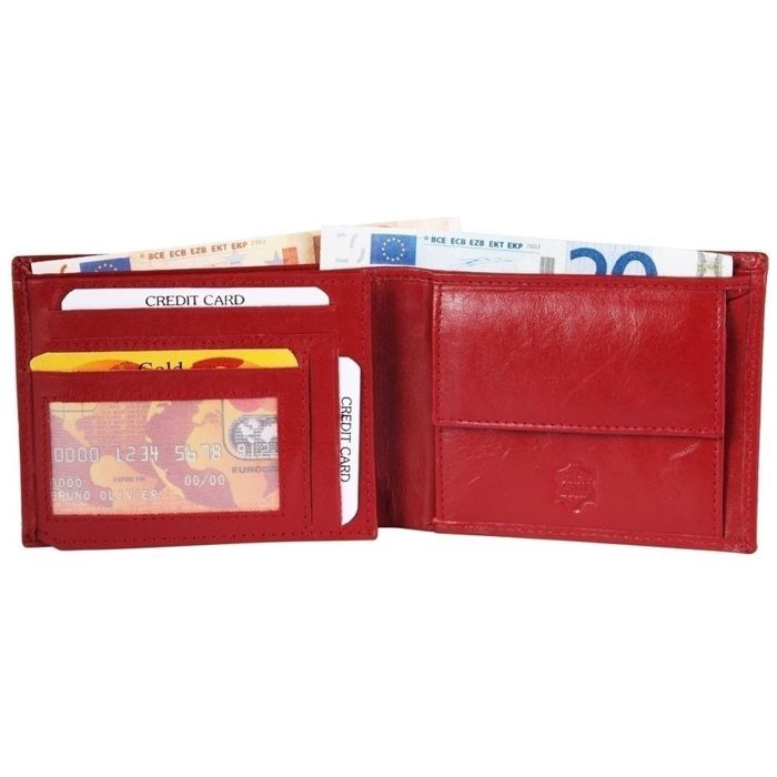 Portefeuille homme - AKZENT - Tasnim - Cuir véritable - Format horizontal compact - Rouge