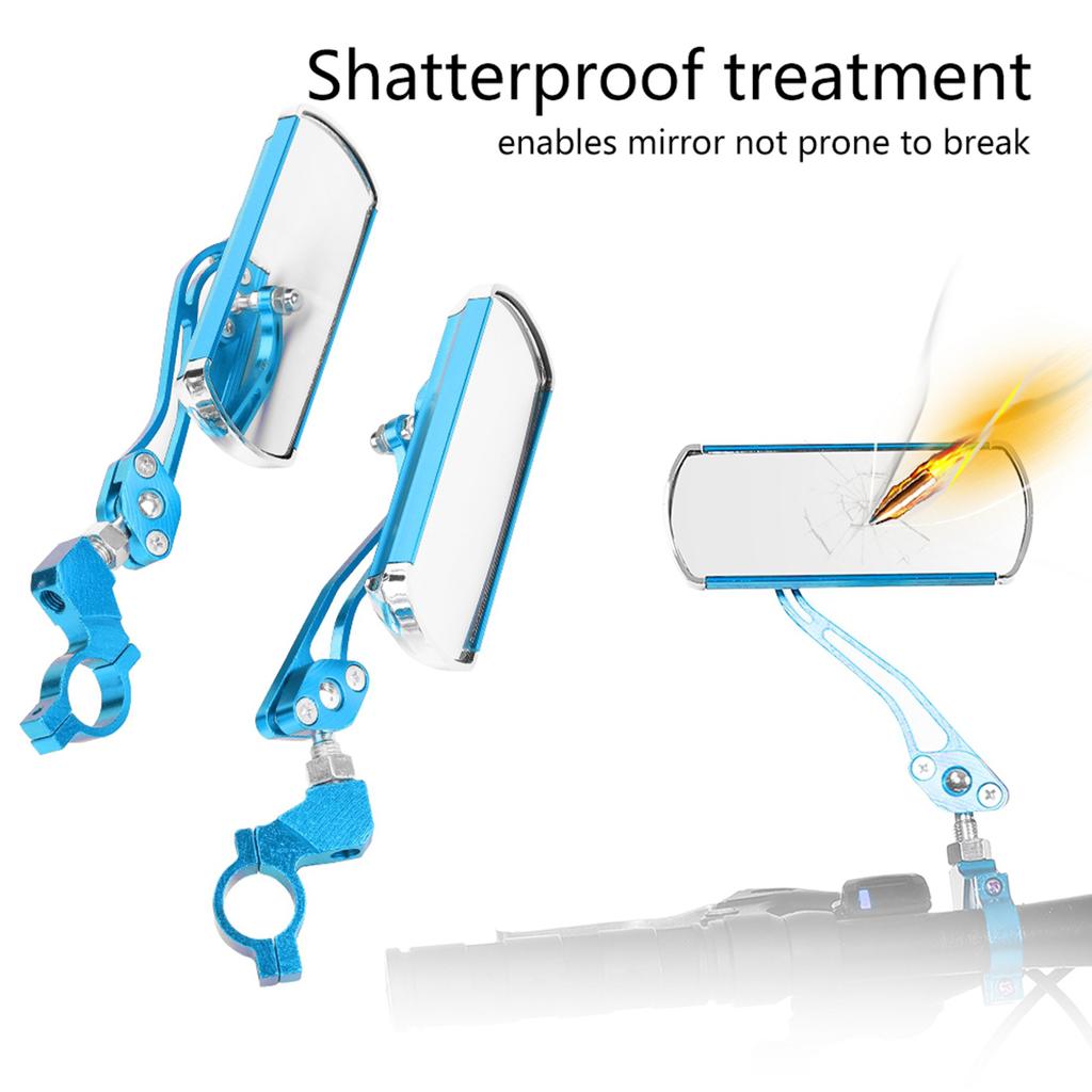 1 Pair Bicycle Handlebar Review Rear Back View 360 Rotation Mirror for Road Bikes (Blue)