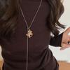 Lucky Zodiac Charm Wood Horse Necklace for Women Cute Rocking Horse Pendant Sweater Chains Necklace Adjustable Trendy Neckwear
