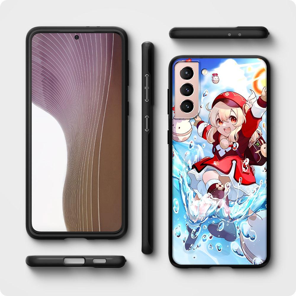 Genshin Impact Klee Hülle für Samsung Galaxy S23 S21 S20 FE S24 S22 Ultra S10 S10e S9 Plus Weiche Schwarze TPU Handyhülle Bumper