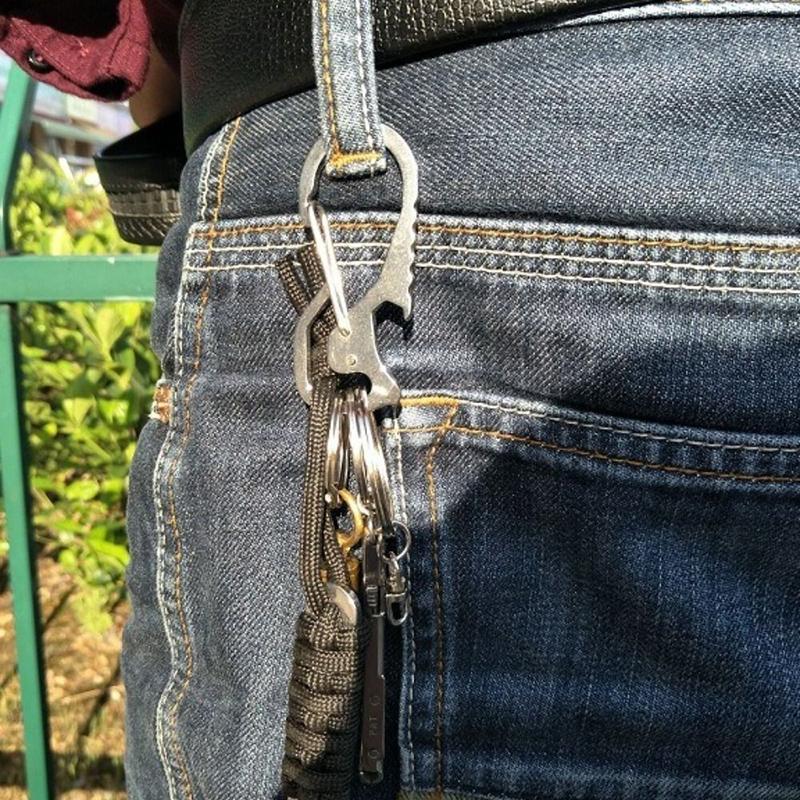 Stainless Steel Keychain Bottle Opener Multifunctional Carabiner Multifunctional Outdoor Keychain Ring Bag Pendant