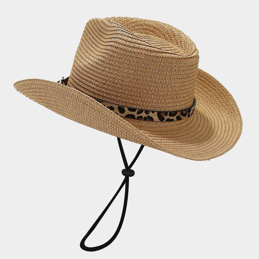 Summer Leopard Print Sun Hat With Wide Brim For Outdoor Beach Travel