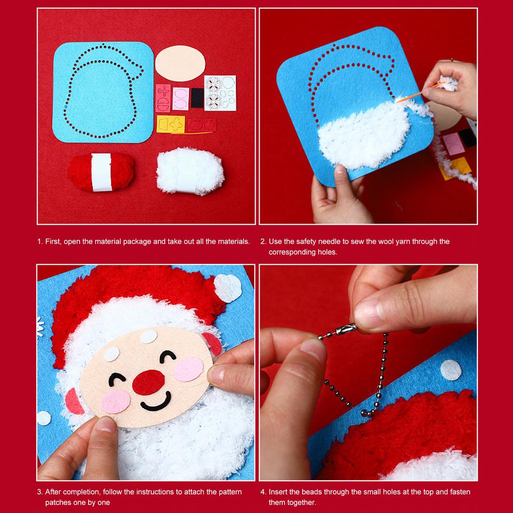 DIY Christmas Embroidery Kit Multi-Purpose Lovely Animal Embroidery  Set Xmas Felt Sewing Craft for Adults Beginners
